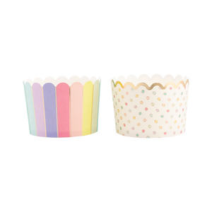 Jumbo Gold Foil Rainbow Dots and Stripes Food Cups (x40)