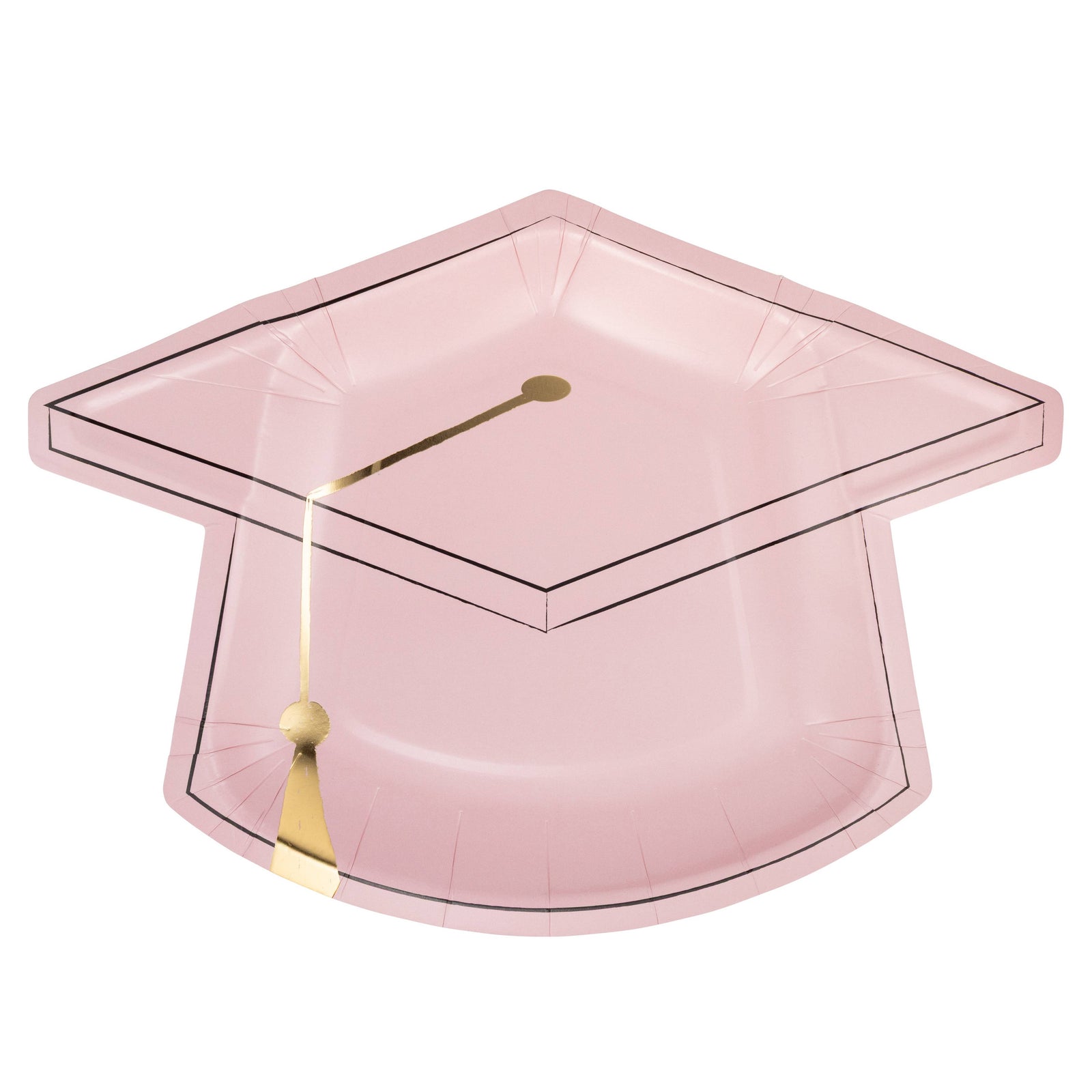 Pink Grad Cap Shaped Plate