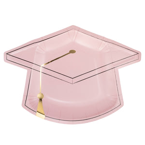 Pink Grad Cap Shaped Plate