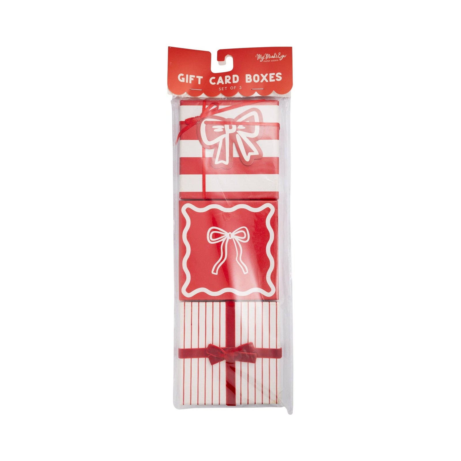 Red Stripe Bows Gift Card Boxes