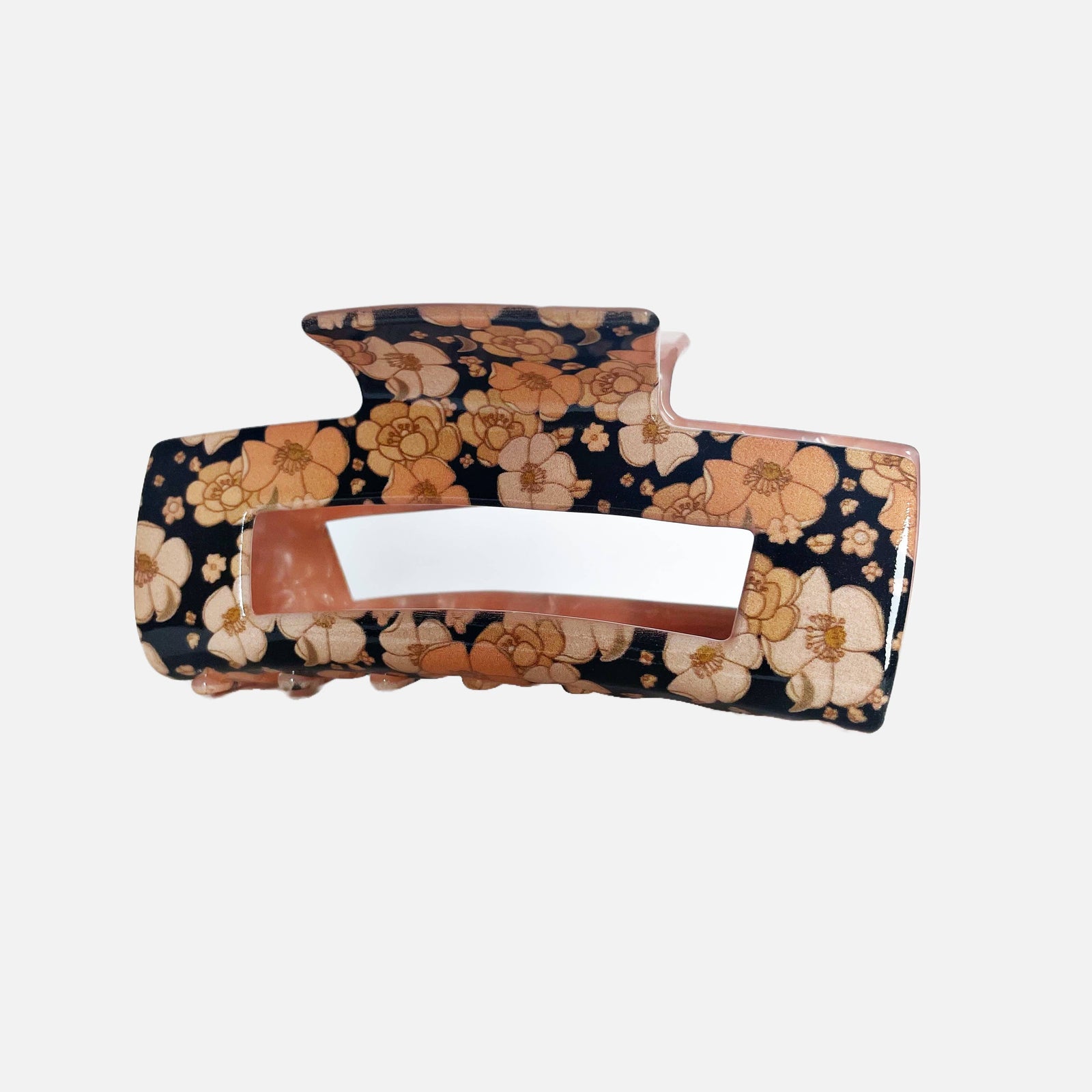 Dark Retro Floral Claw Clip