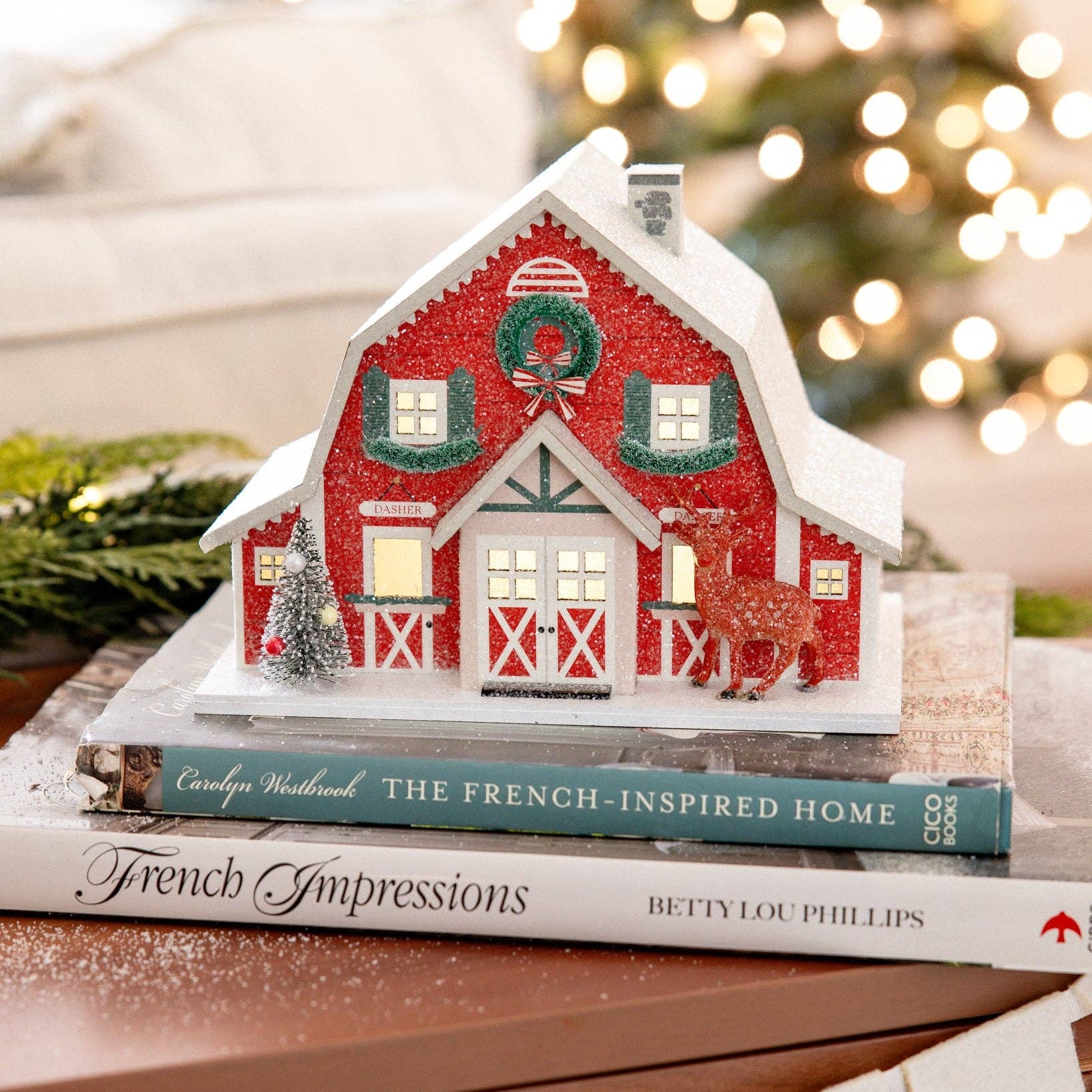 Reindeer Barn Light-Up Christmas Village