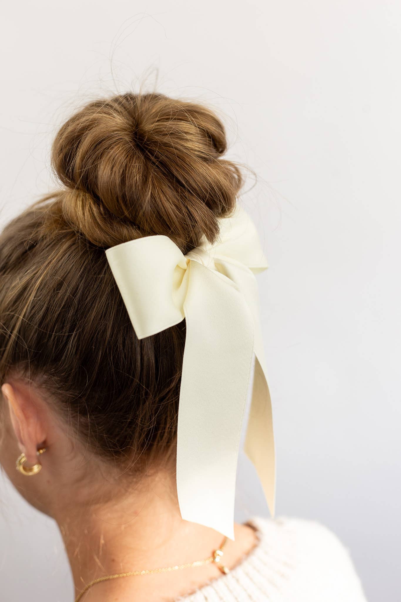 White Satin Bow Barrette