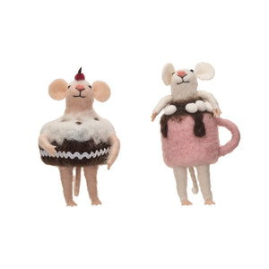 Holiday Mice Wool Felt Ornaments