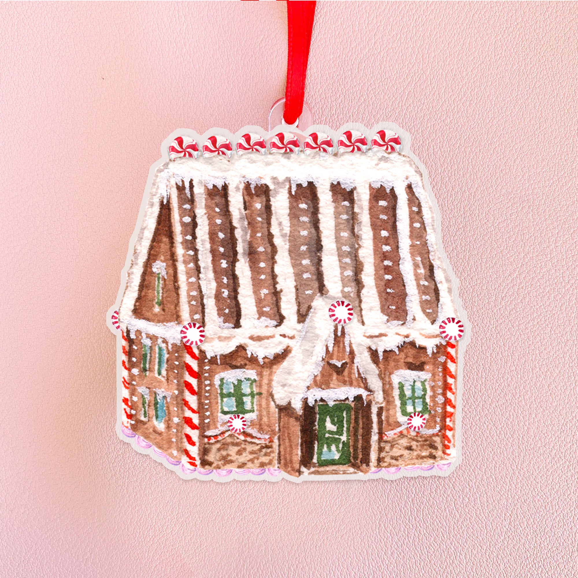 Candy Cane Cottage Gingerbread House Ornament
