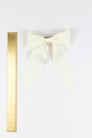 White Satin Bow Barrette