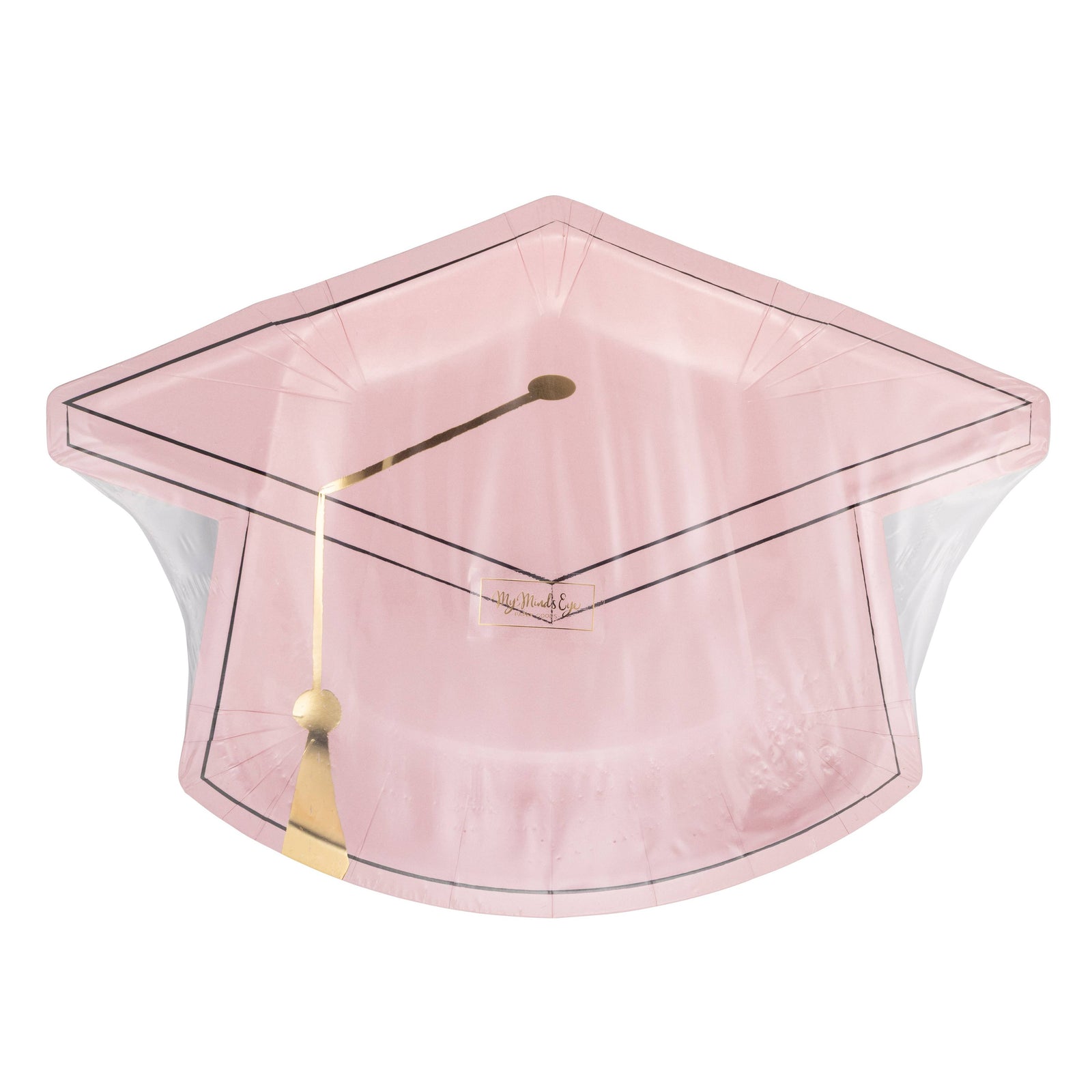 Pink Grad Cap Shaped Plate