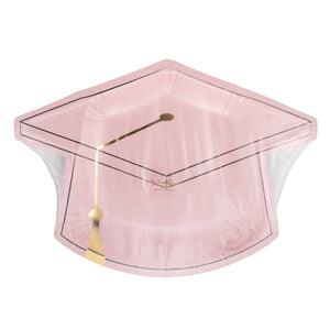 Pink Grad Cap Shaped Plate