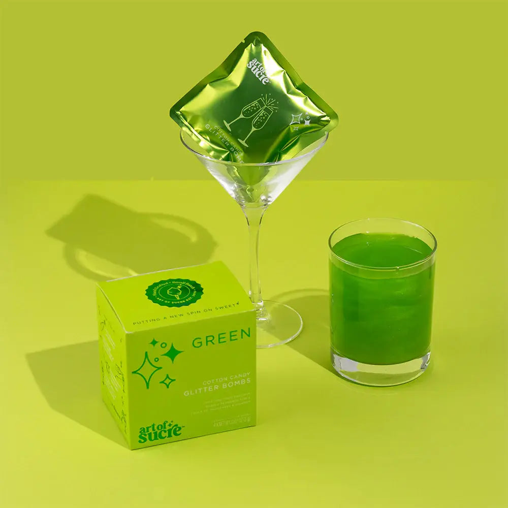 Green Cotton Candy Drink Glitter Bombs