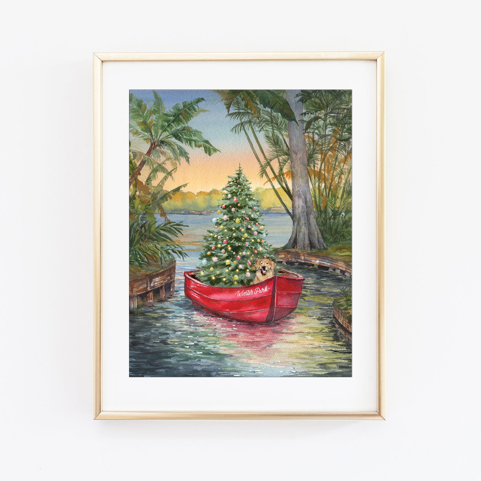 "Christmas in the Canal" Winter Park, Florida Art Print