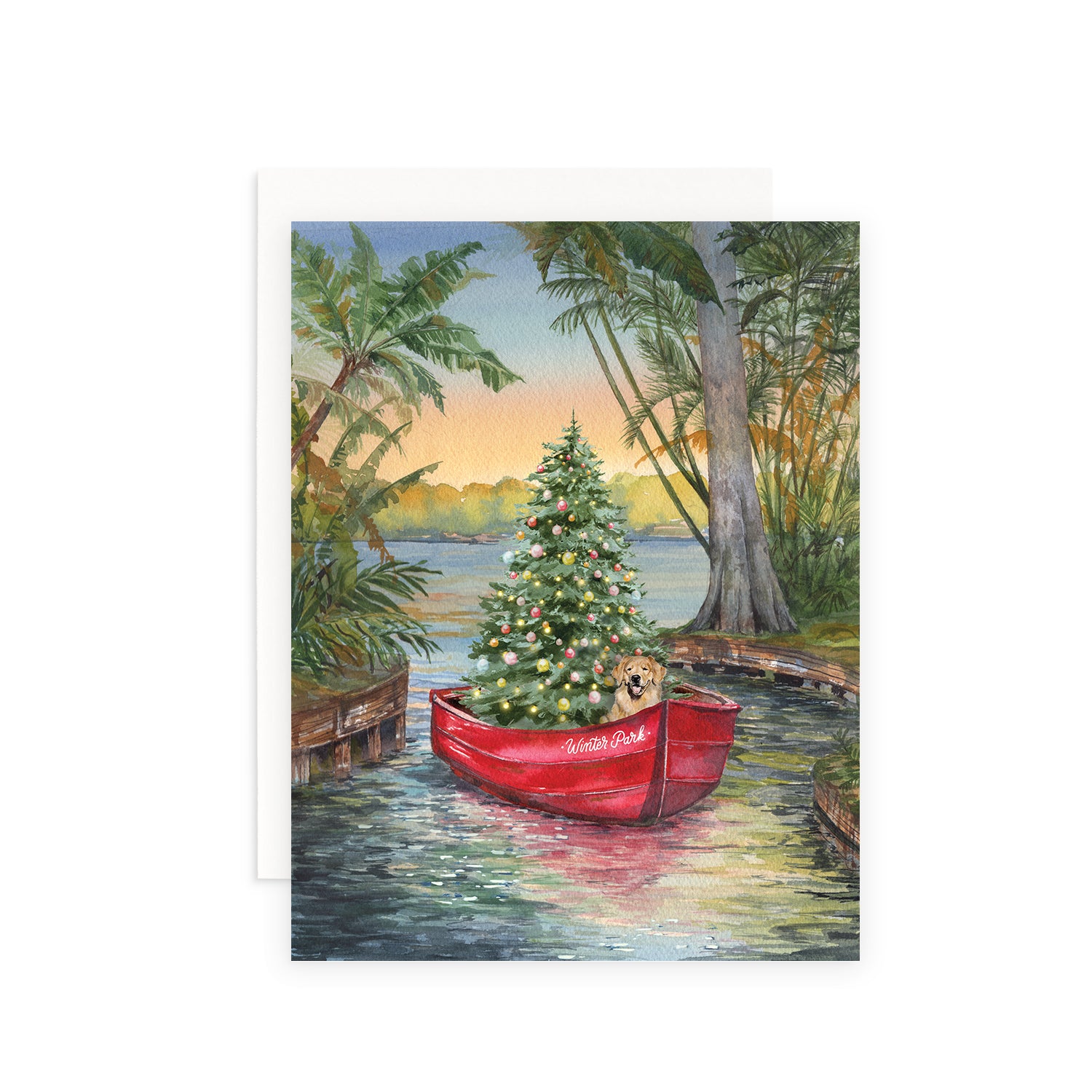 "Christmas in the Canal" Winter Park, Florida Greeting Card