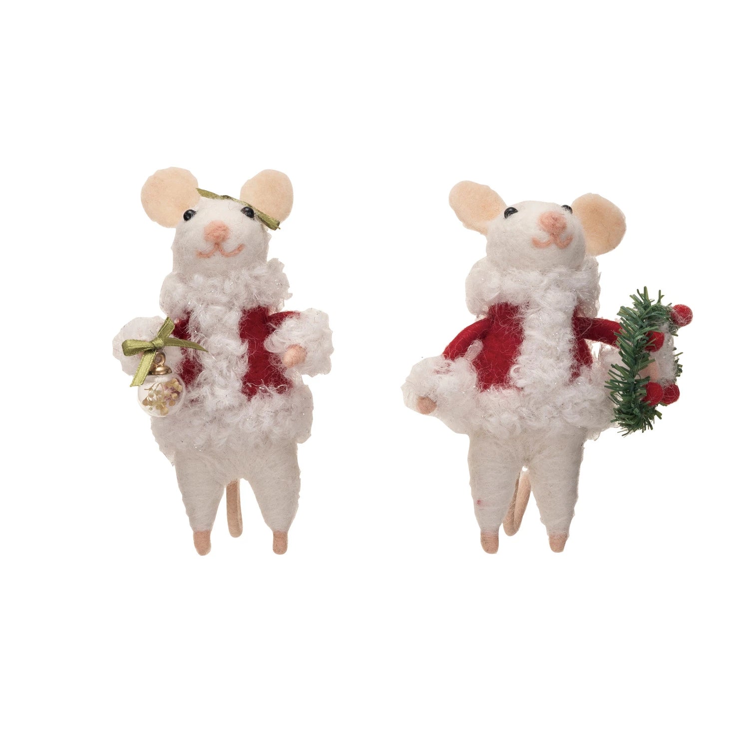 Holiday Mice Wool Felt Ornaments