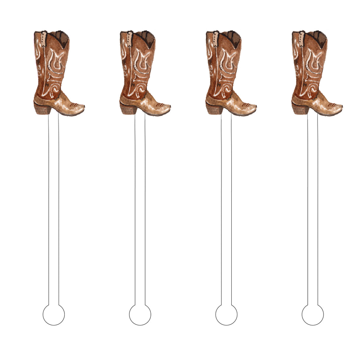 Cowboy Boots Acrylic Stir Sticks