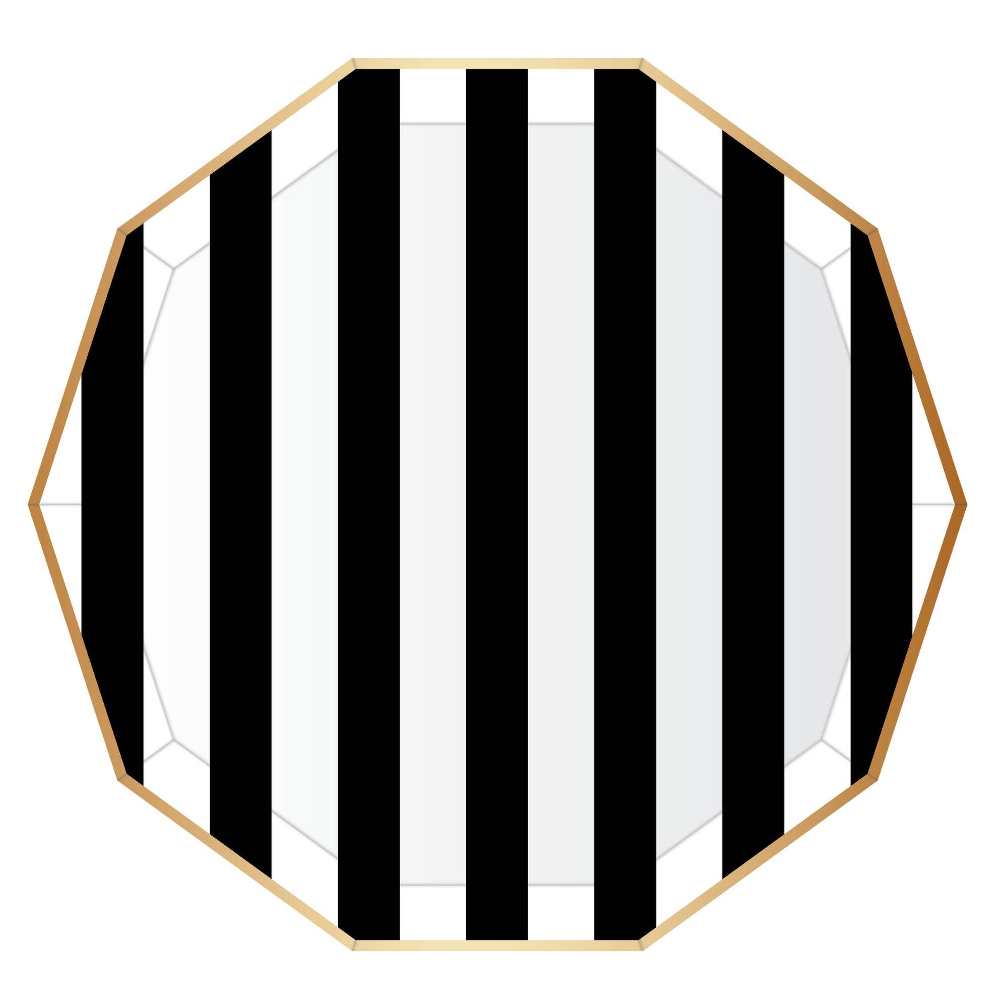 Black Noir Cabana Stripe Plates