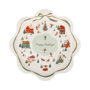 Happy Holidays Village Sald Plates
