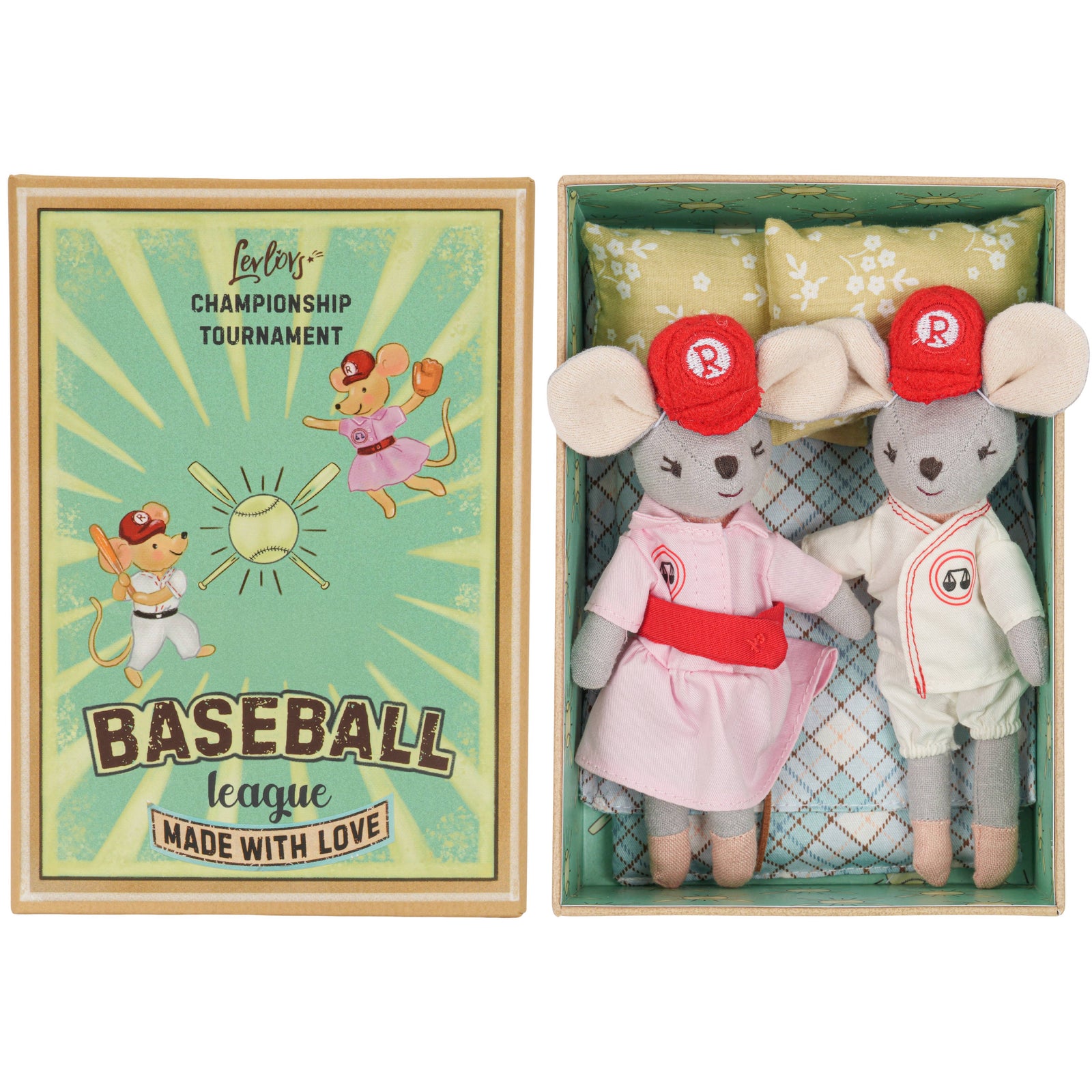 Baseball Mice Plush Toy Set with Bedding