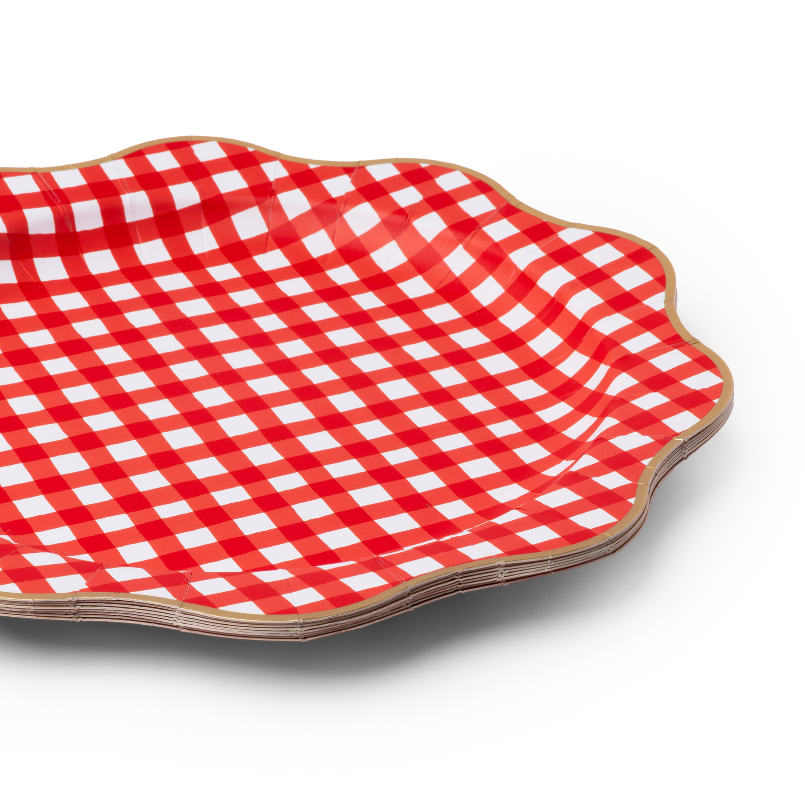 Cherry Red Gingham Dinner Plates