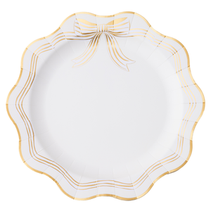 Elegant Cream and Gold Bow Dinner Plates