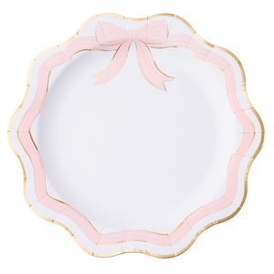 Pink and Gold Bow Dinner Plates
