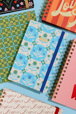 Blue Tile Floral 12 Month Classic 2027 Planner