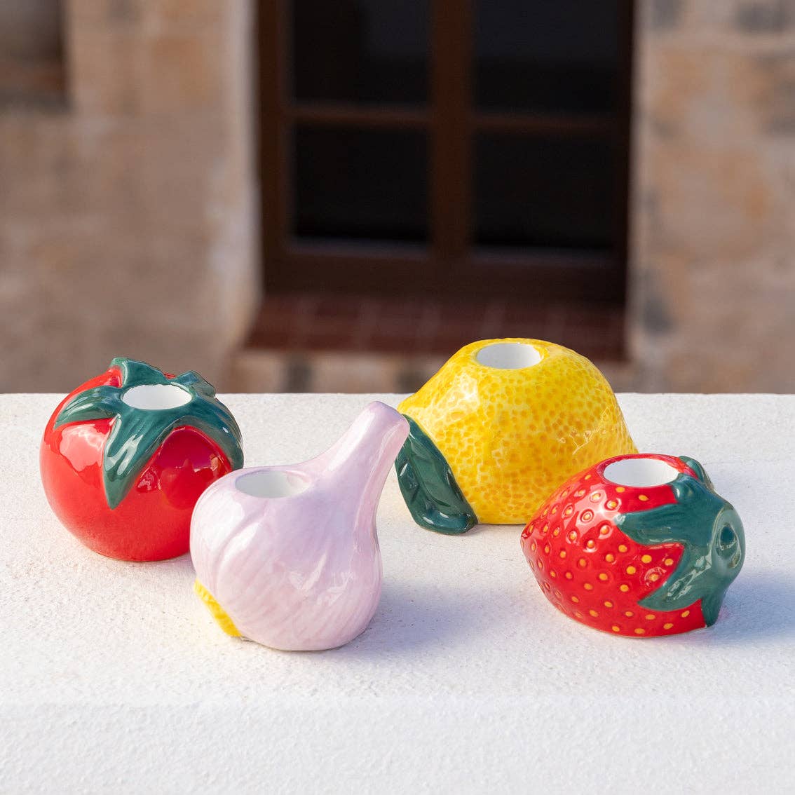 Strawberry Ceramic Taper Candle Holder