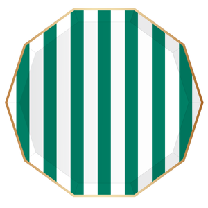 Emerald Green Cabana Stripe Plates