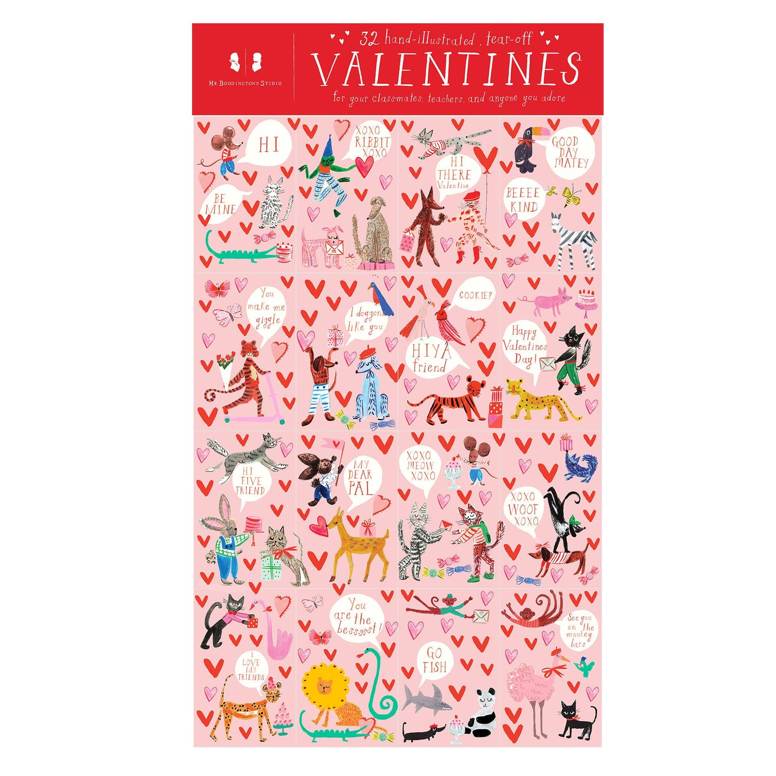 Animal Menagerie Class Valentines (set of 32)