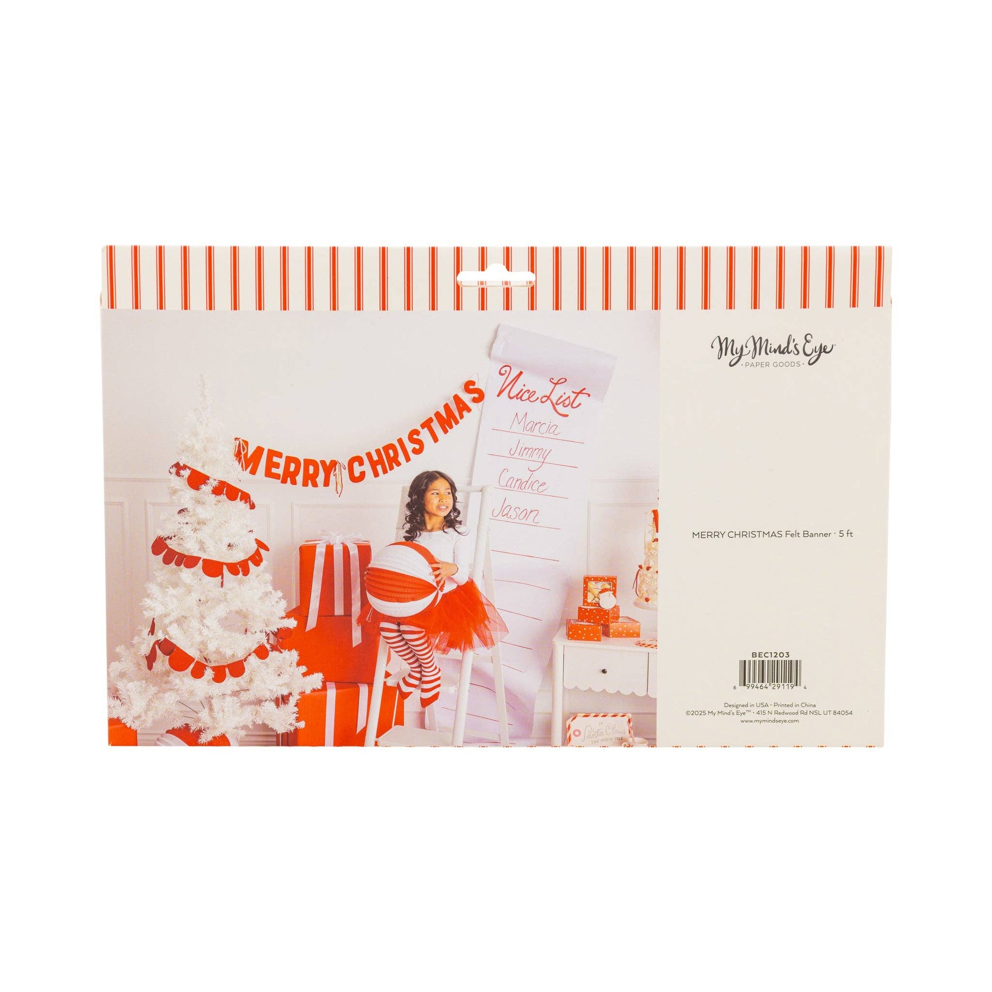 Thick Felt Merry Christmas Banner with Ribbon