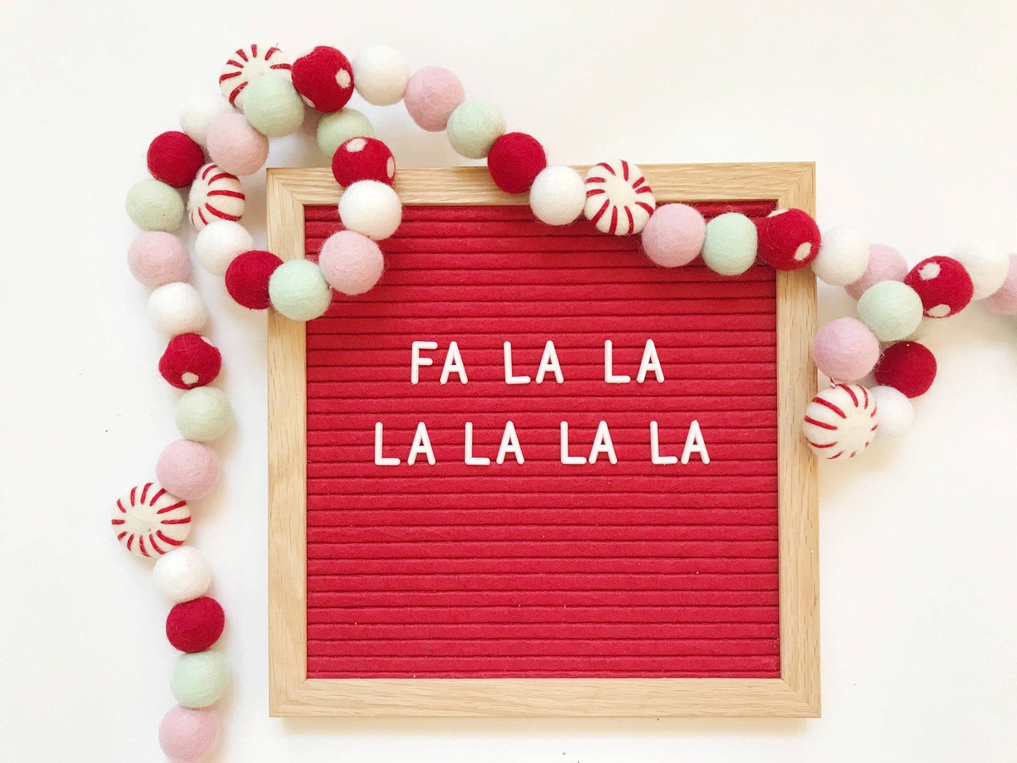 Hot Cocoa & Peppermint Candy Felt Ball Garland by Pearl and Jane