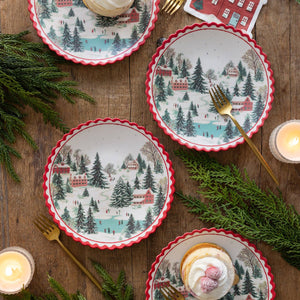 Snowy Christmas Village Reusable Bamboo Plates (set of 4!)