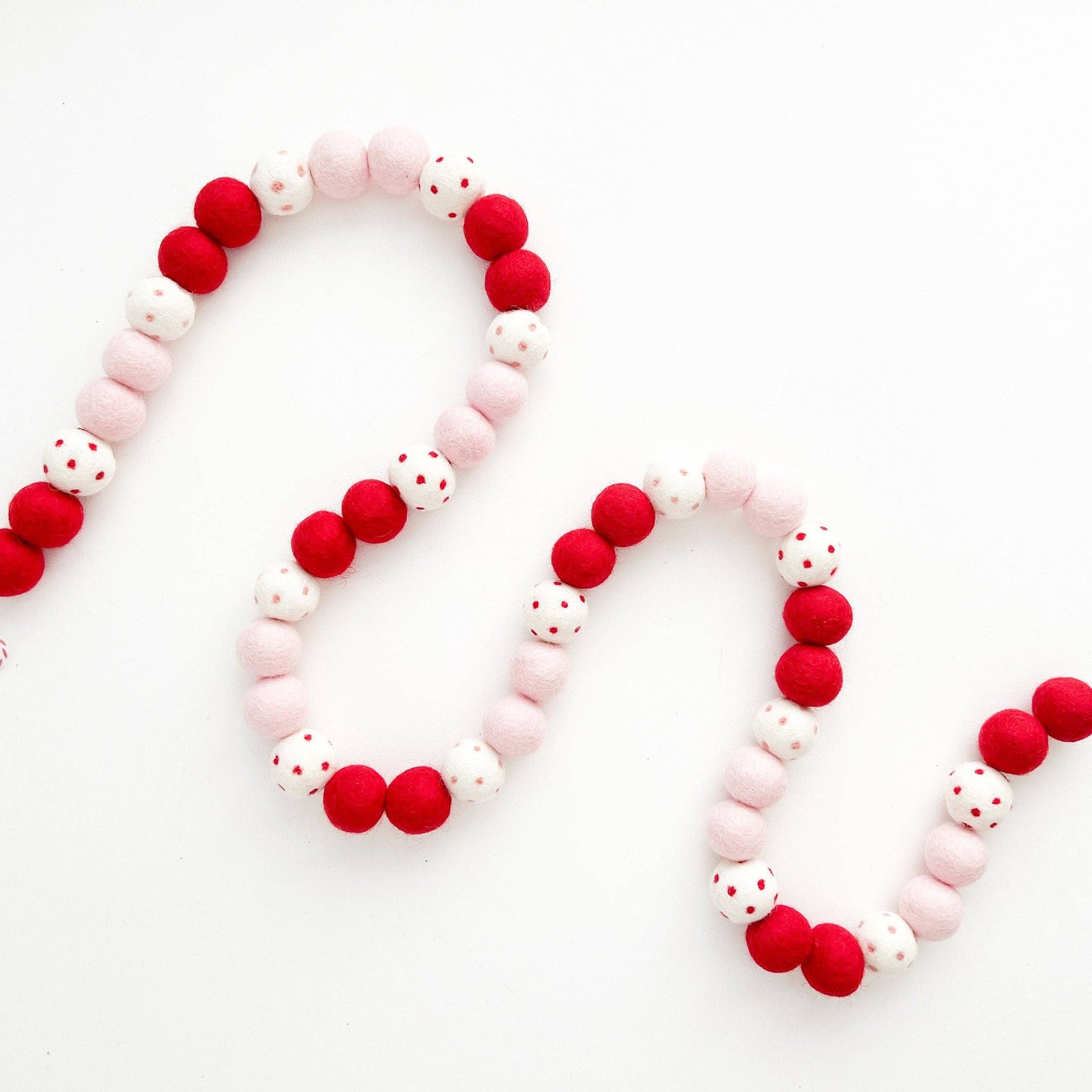 Red & Pink Felt Ball Garland by Pearl and Jane