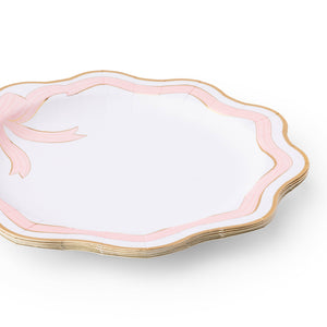 Pink and Gold Bow Dinner Plates