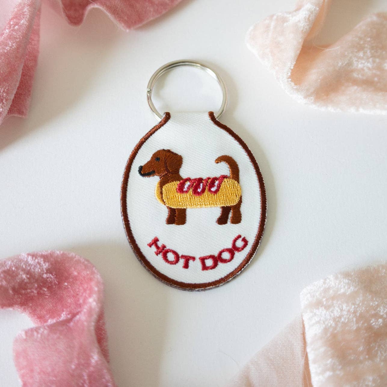 Hot Dog Embroidered Keychain – Cami Monet