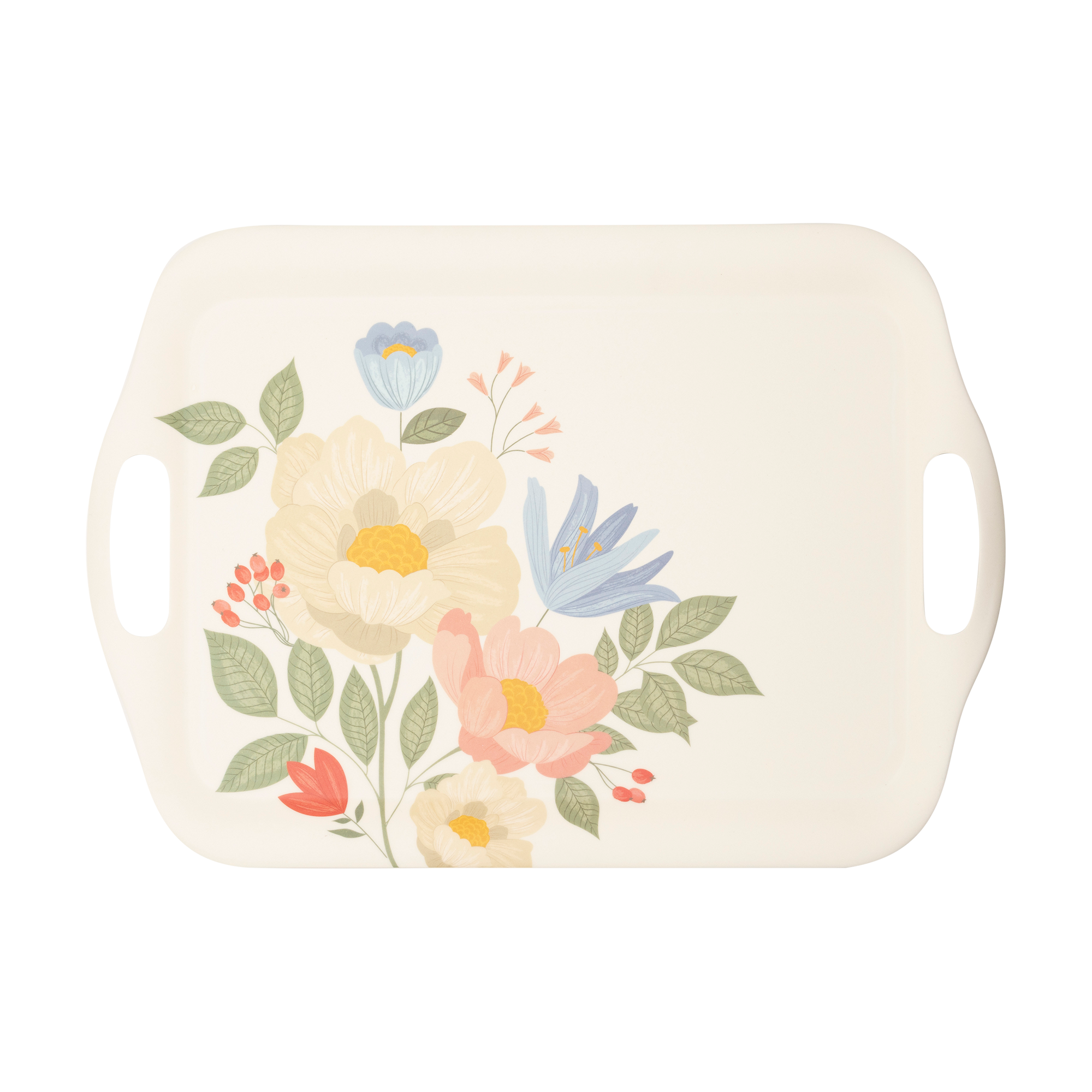 Floral Corner Bamboo Tray
