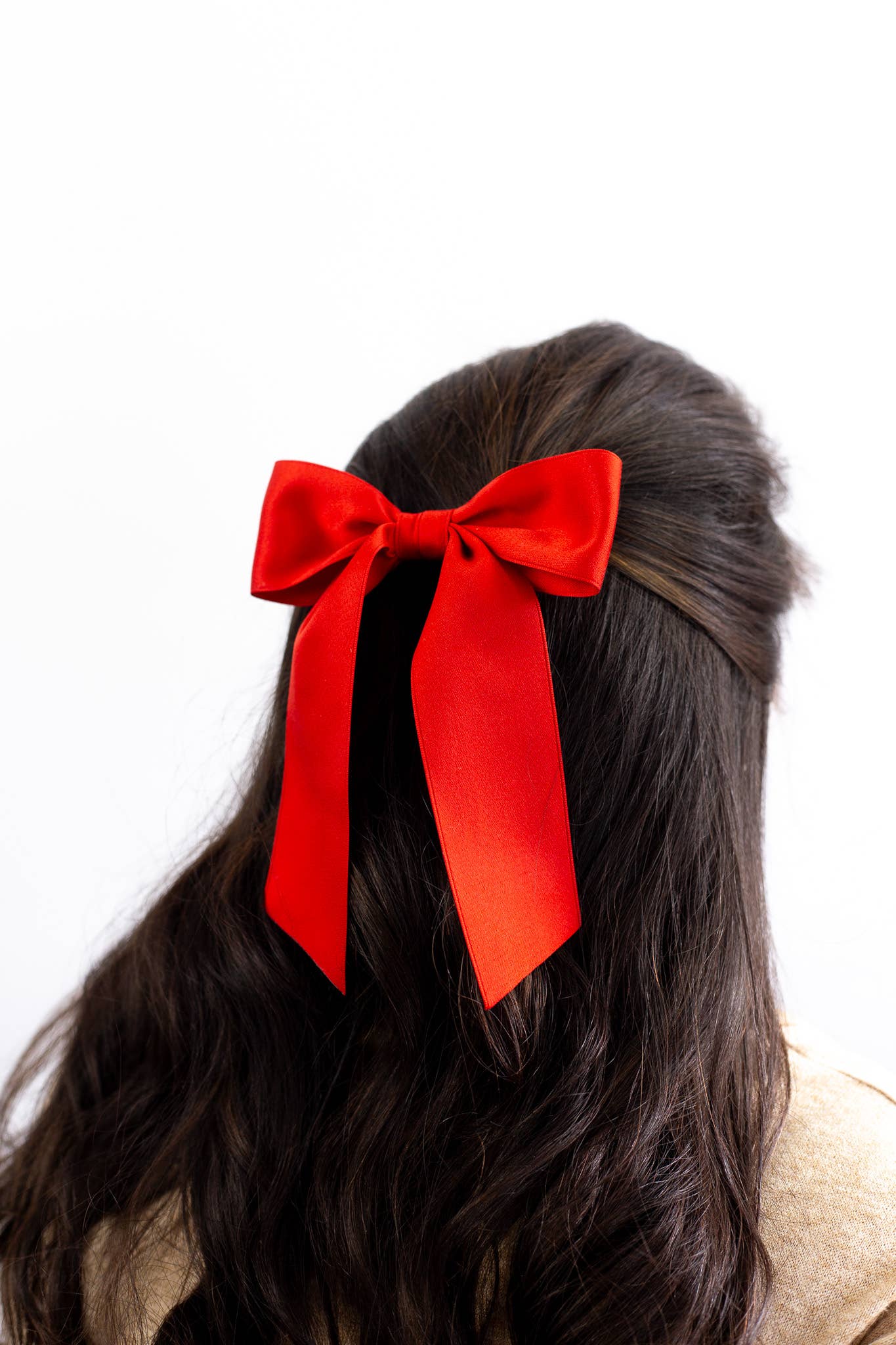 White Satin Bow Barrette