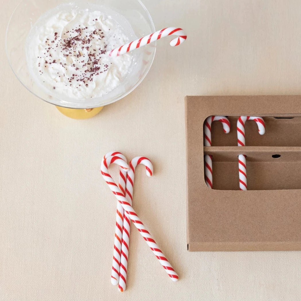 Glass Candy Cane Drink Stirrers