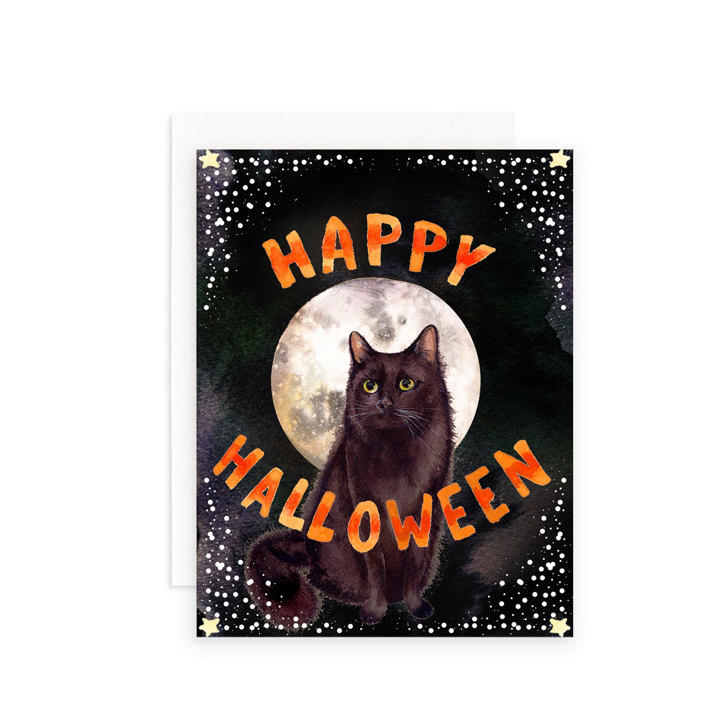 Happy Halloween Black Cat Greeting Card