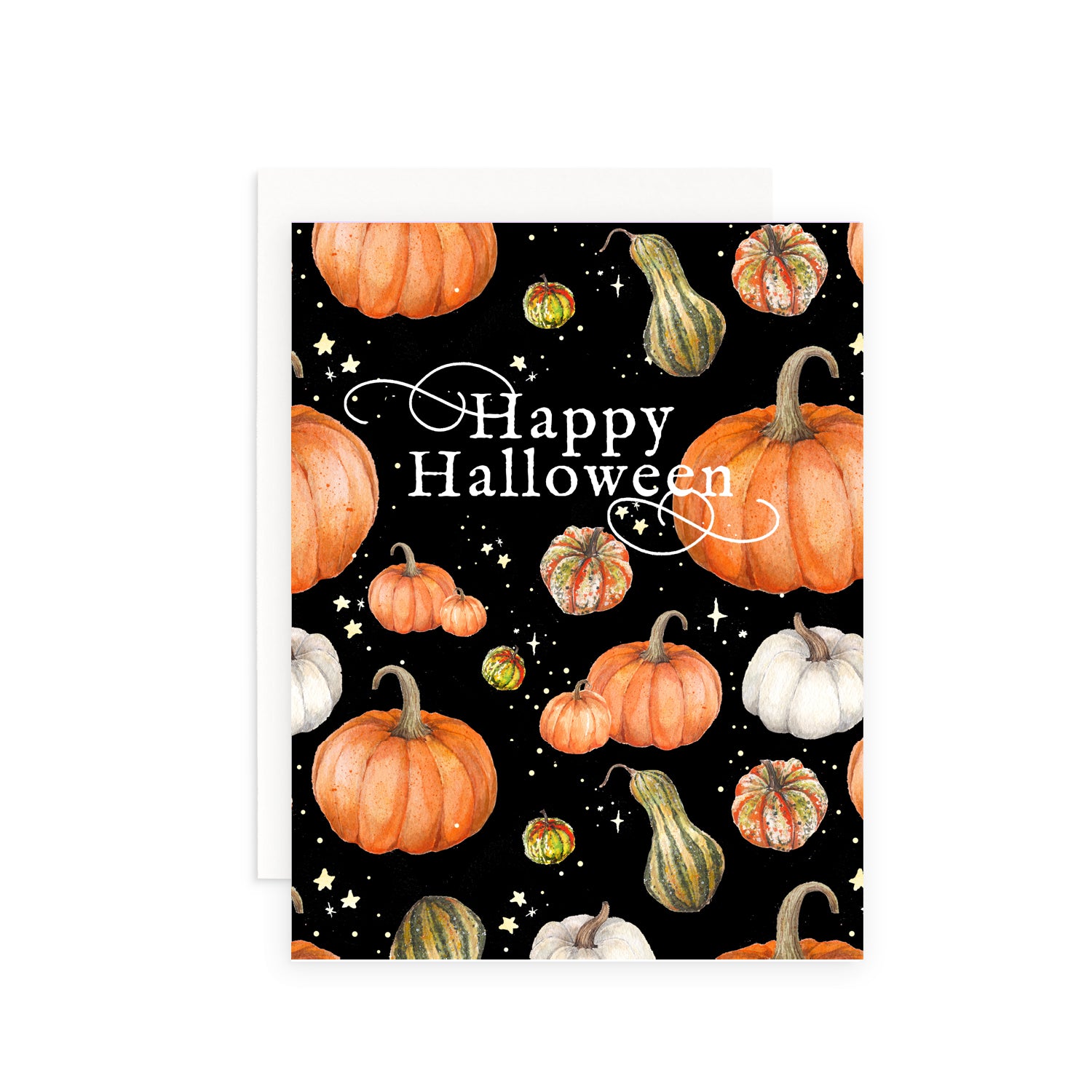 Happy Halloween Midnight Twinkly Pumpkins Greeting Card – Cami Monet
