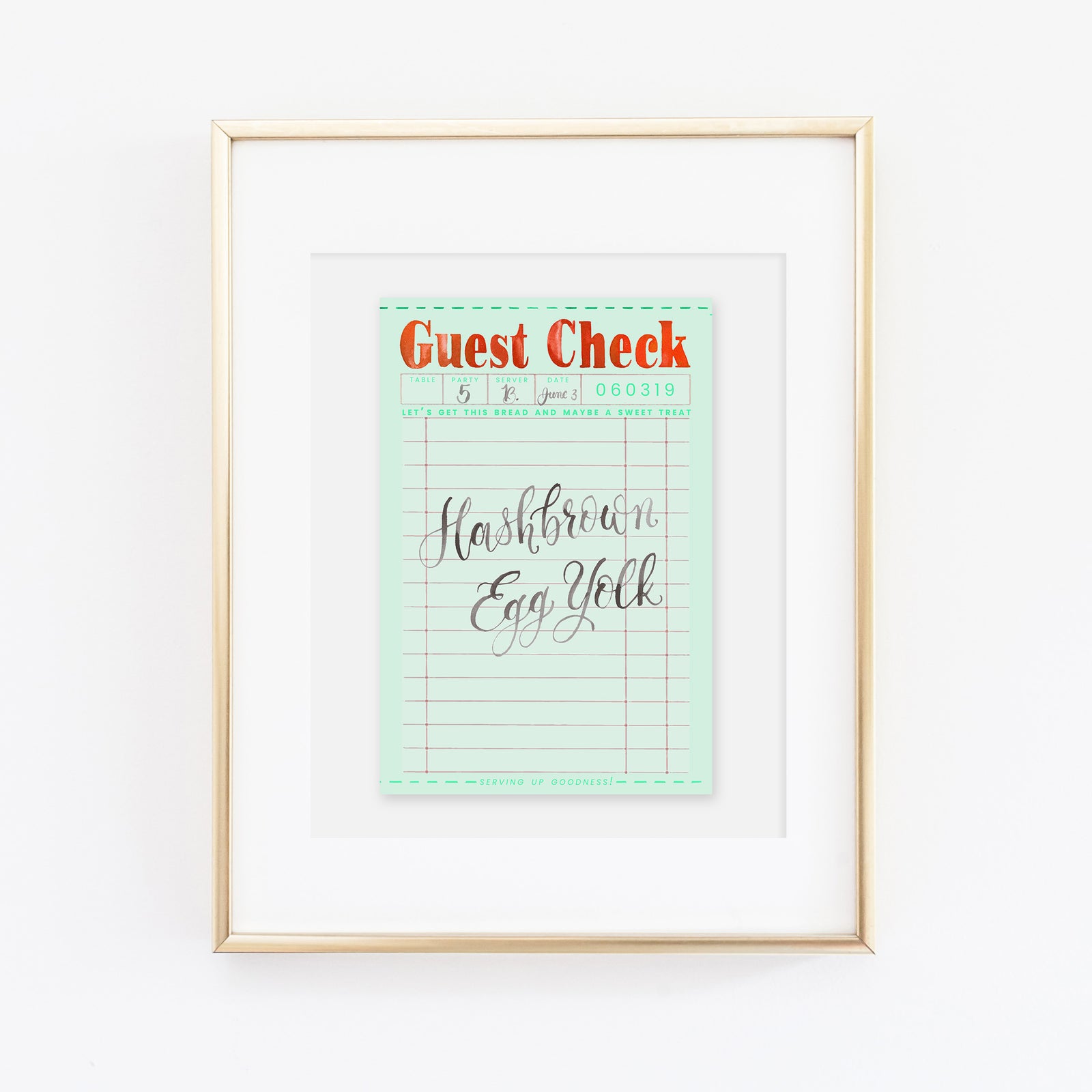 "Hash Brown, Egg Yolk" Guest Check Art Print