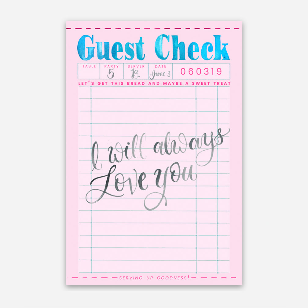 "I Will Always Love You" Guest Check Sticker