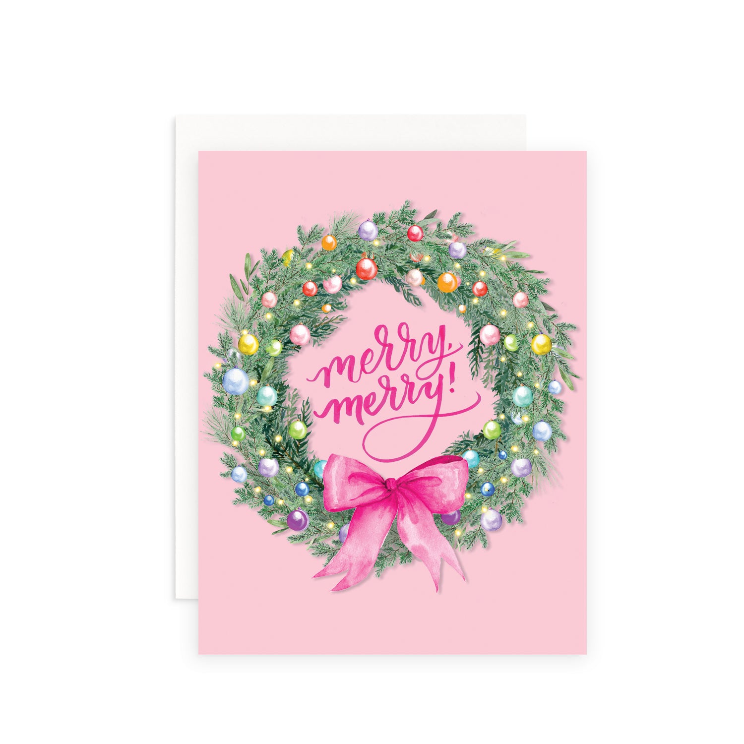 Merry Merry Rainbow Wreath Greeting Card