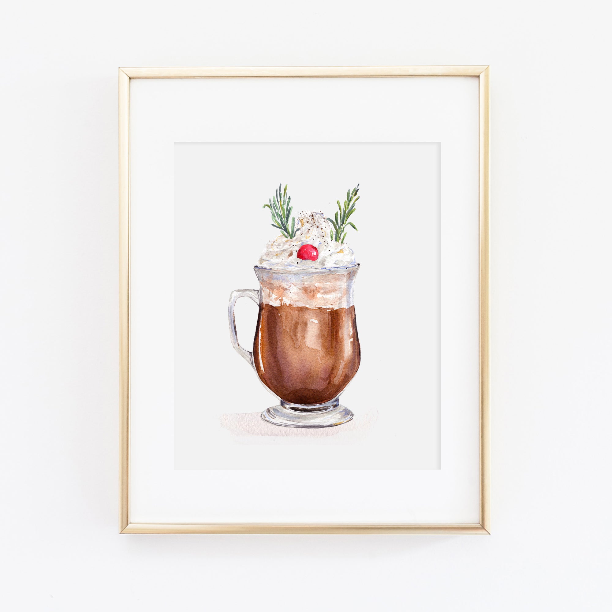 Reindeer Hot Chocolate Cocktail Watercolor Art Print