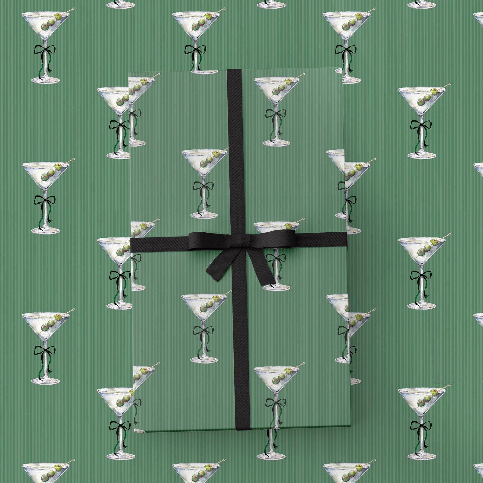 Tini Holiday Martini & Bow Wrapping Paper