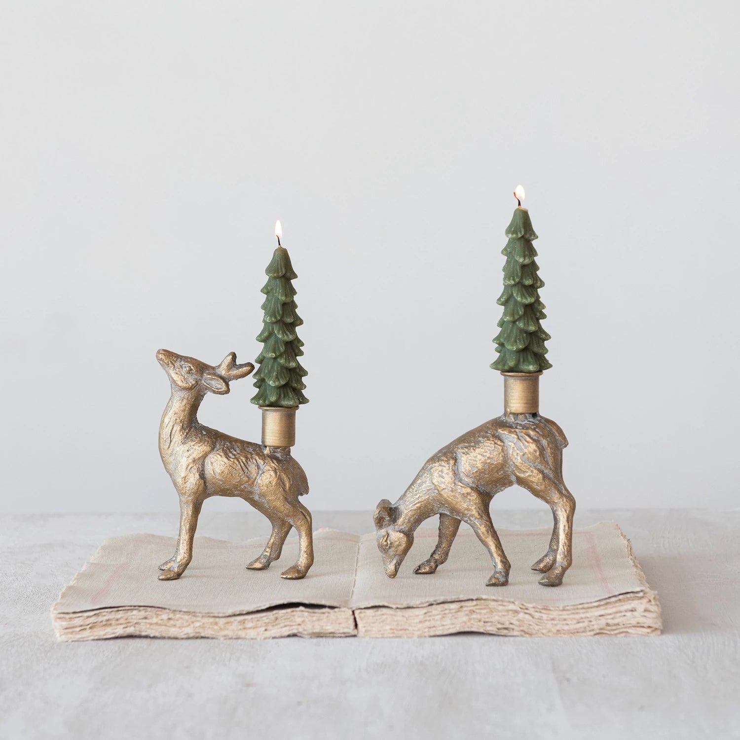 Cast-iron Deer Taper Candle Holder