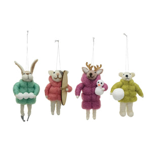 Winter Coat Animals Felt Ornaments