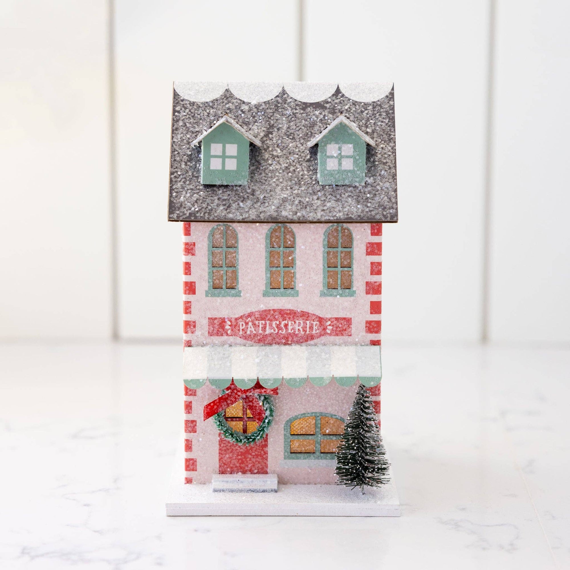 Sparkly Christmas Village Paper Bakery Decoration (with lights!)