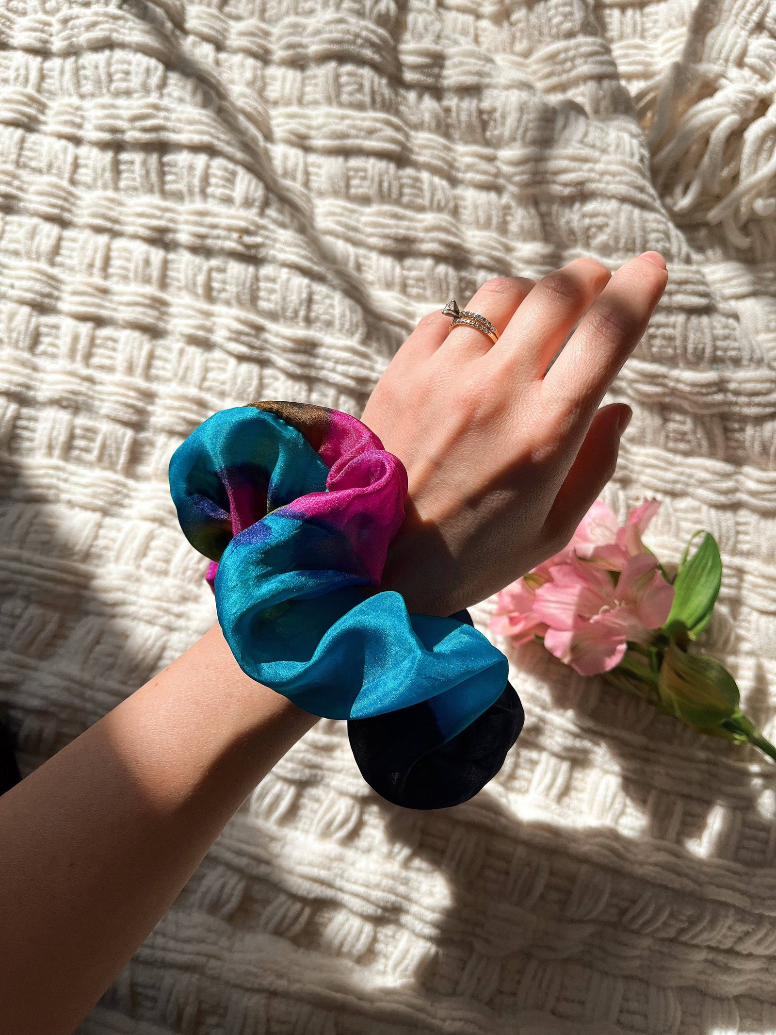 Bejeweled Silk Scrunchie
