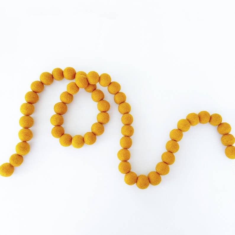 Mustard Felt Ball Garland