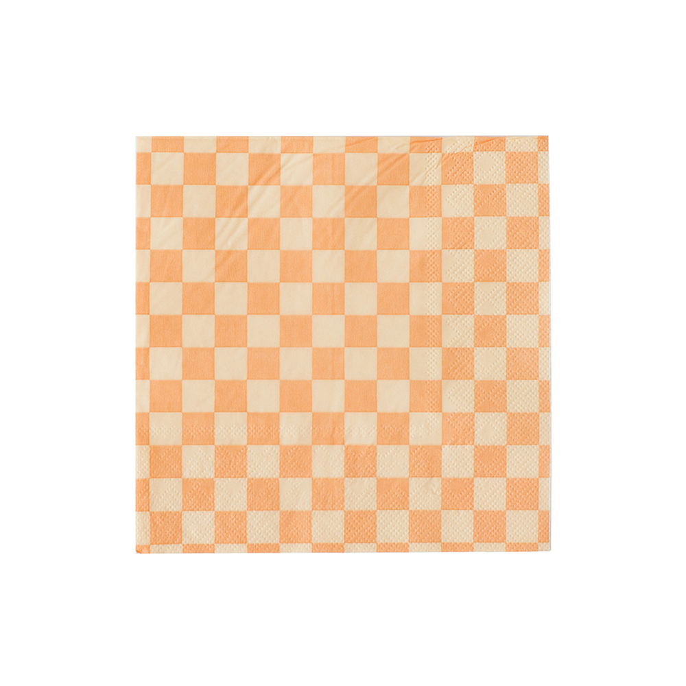 Checked Peaches N’ Cream Cocktail Napkins