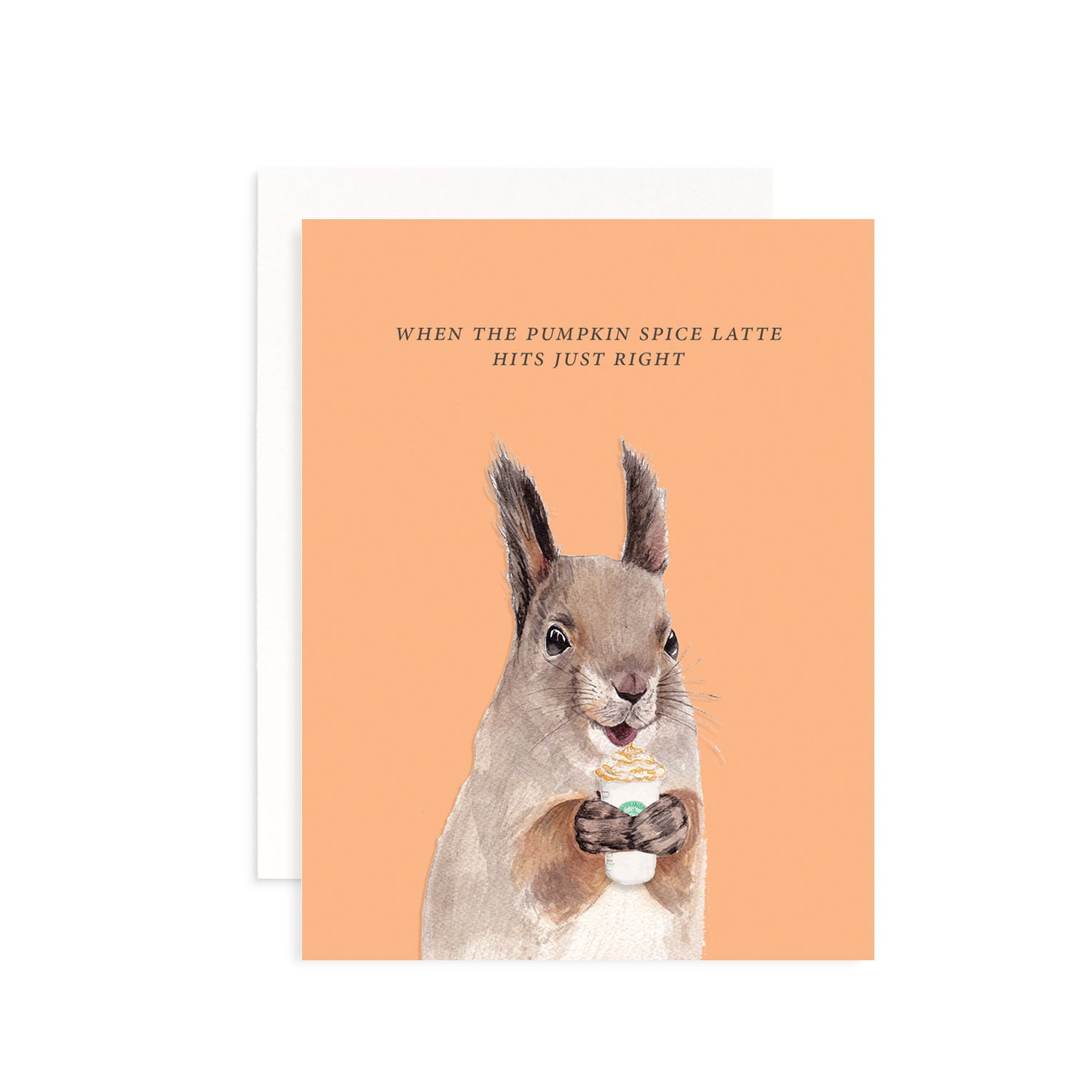 Pumpkin Spice Latte Squirrel Greeting Card
